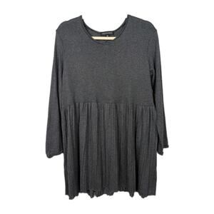 KEDZIOREK Dark Grey Knit Cotton Pleated Tunic Long Sleeve Women's 40 / US 6